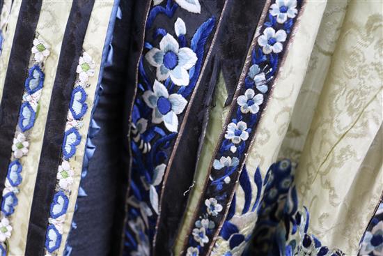 A Chinese pleated silk cape, converted from a skirt